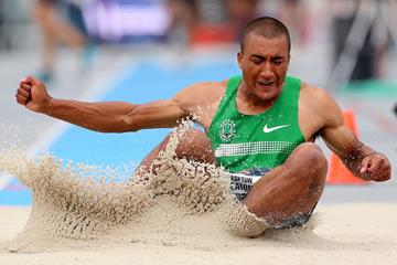 USA's Ashton Eaton in action in the long jump (Getty Images)