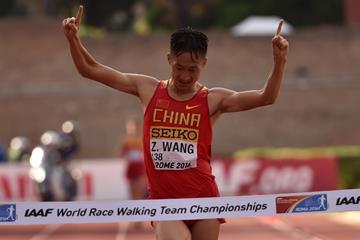 Wang Zhen wins the men's 20km at the IAAF World Race Walking Team Championships Rome 2016 (Getty Images)