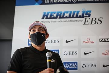 Armand Duplantis at the pre-meet press conference in Monaco (Philippe Fitte)