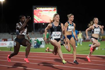 Ajla del Ponte en route to a 100m victory in Bellinzona (Ti-Press / Samuel Golay (organisers))