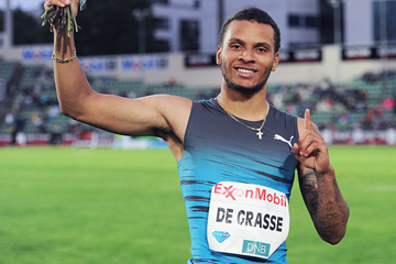 Andre De Grasse after winning the 100m at the IAAF Diamond League meeting in Oslo (Mark Shearman)