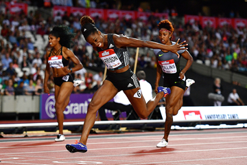 Kendra Harrison wins the 100m hurdles at the IAAF Diamond League meeting in London (Getty Images)