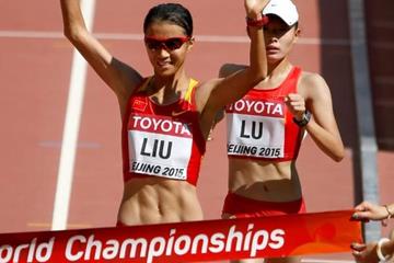 Liu Hong wins the 20km race walk at the IAAF World Championships, Beijing 2015 (Getty Images)