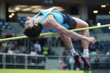 Ivan Ukhov jumping at the 2014 Prague indoor meeting (Praha Indoor 2014 / Pavel Lebeda)