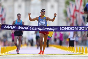 Eider Arevalo of Colombia wins the 20km race walk at the IAAF World Championships London 2017 (Getty Images)