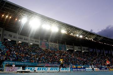 Jamaica wins their 4x100m heat at the IAAF/BTC World Relays, Bahamas 2015 (Getty Images)