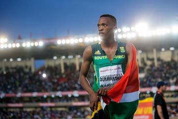 Sokwakhana Zazini after winning the 400m hurdles at the IAAF World U18 Championships Nairobi 2017 (Getty Images)