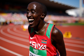 Edward Zakayo of Kenya after winning the 5000m (Getty Images)