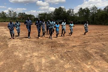 Members of the Athlete Refugee Team training on their new nearly-completed track in Ngong (Daniel Kiptugen)