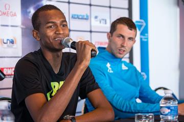 Mutaz Essa Barshim and Bogdan Bondarenko ahead of the IAAF Diamond League meeting in Monaco (Philippe Fitte)