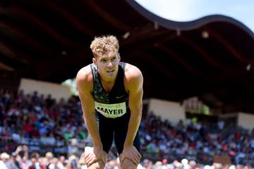 Kevin Mayer in action at the Combined Events Challenge meeting in Talence (AFP / Getty Images)