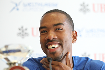 Christian Taylor at the press conference for the IAAF Diamond League meeting in Zurich (Jean-Pierre Durand)