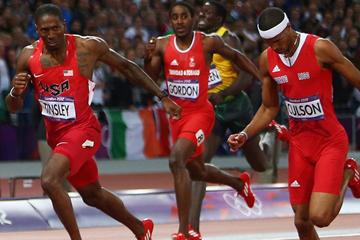 Michael Tinsley and Javier Culson make a dash for the line in the 400m hurdles at the London 2012 Olympics (Getty Images)