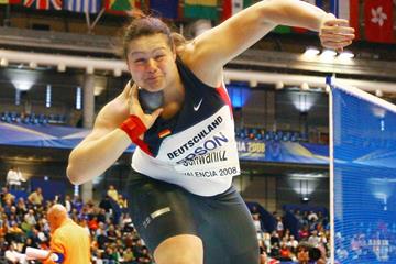Germany's Christina Schwanitz in action in the shot at the IAAF World Indoor Championships (Getty Images)