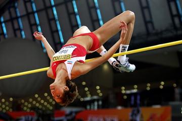 Reigning world indoor champion Blanka Vlasic of Croatia competes in the high jump qualification in Doha (Getty Images)