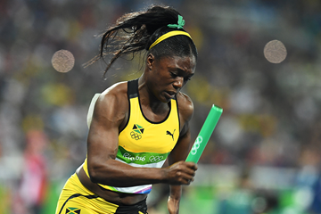 Christania Williams leads off Jamaica's 4x100m team at the Rio 2016 Olympic Games (AFP / Getty Images)