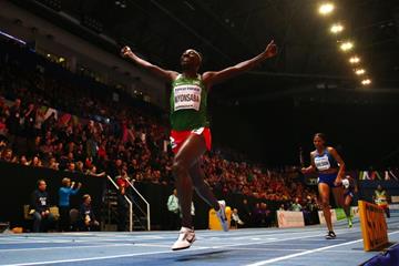 Francine Niyonsaba wins the 800m at the IAAF World Indoor Championships Birmingham 2018 (Getty Images)