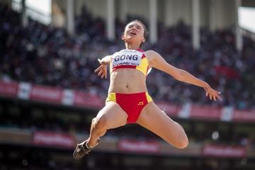 Gong Luying in the long jump at the IAAF World U18 Championships Nairobi 2017 (Getty Images)
