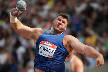 Joe Kovacs, winner of the shot put at the IAAF Diamond League meeting in London (Kirby Lee)