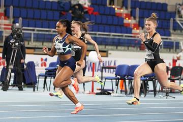 Javianne Oliver wins the 60m at the World Athletics Indoor Tour Gold meeting in Torun (Jean-Pierre Durand)