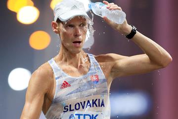 Matej Toth in the 50km race walk at the World Athletics Championships in Doha (Getty Images)