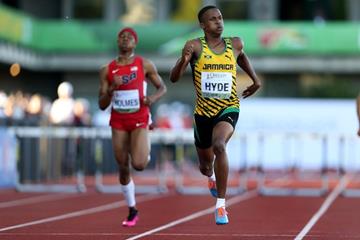 Jaheel Hyde on his way to 400m hurdles gold at the IAAF World Junior Championships Oregon 2014 (Getty Images)