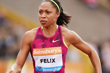 Allyson Felix in action at the IAAF Diamond League meeting in Birmingham (Getty Images)