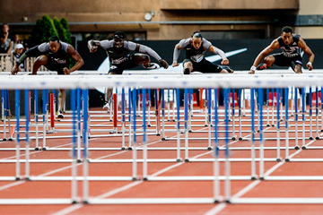 Orlando Ortega (right) on his way to winning the 110m hurdles at the IAAF Diamond League meeting in Monaco (Philippe Fitte)