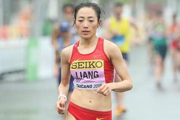 Liang Rui in the women's 50km race walk at the IAAF World Race Walking Team Championships Taicang 2018 (Getty Images)