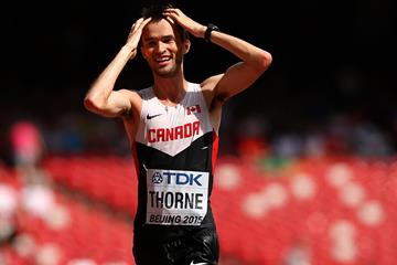 Canada's Ben Thorne takes the bronze medal in the 20km race walk at the IAAF World Championships Beijing 2015 (Getty Images)