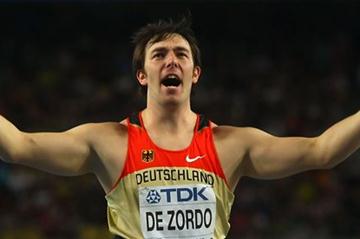 Matthias de Zordo of Germany celebrates during the men's javelin throw final (Getty Images)