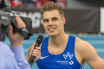 Julian Reus after winning the German indoor 60m title (Getty Images)