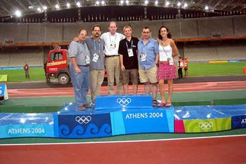 IAAF Internet Olympic reporting team - (l to r) Gordon, Ramsak, Turner, Brown, Downes, Arcoleo (IAAF)
