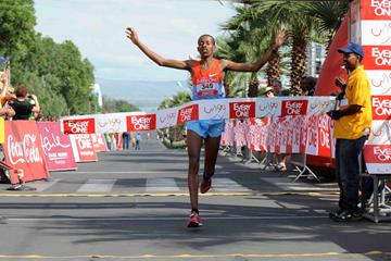 Habtamu Assefa winning the Hawassa Half (Organisers)