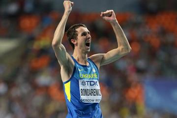 Bogdan Bondarenko celebrates his victory at the 2013 IAAF World Championships (Getty Images)
