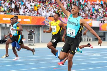 Joel Johnson at the 2018 Carifta Games (Leo Hudson)