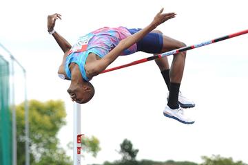 Mutaz Essa Barshim in the high jump at the IAAF Diamond League meeting in Birmingham (Mark Shearman)