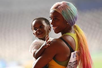 Shelly-Ann Fraser-Pryce after winning the 100m at the IAAF World Athletics Championships Doha 2019 (Getty Images)
