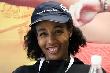 All smiles - Sifan Hassan on the eve of the Ostrava 5000 (Bob Ramsak)