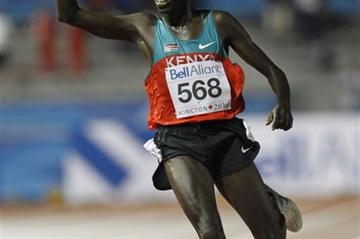 Dennis Masai crosses the line an emphatic winner of the men's 10,000m (Getty Images)
