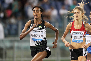 Sifan Hassan and Konstanze Klosterhalfen in the 1500m at the IAAF Diamond League meeting in Rome (Jean Pierre Durand)