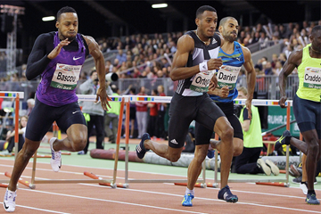Orlando Ortega winning at the 2016 Dusseldorf indoor meeting (Jean-Pierre Durand)