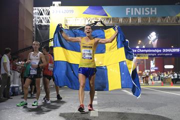 20km race walk bronze medallist Perseus Karlstrom at the IAAF World Athletics Championships Doha 2019 (Getty Images)