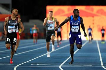 Andre De Grasse anchors Canada to victory in the men's 4x100m heats at the IAAF/BTC World Relays Bahamas 2017  (Getty Images)