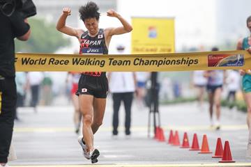 Koki Ikeda wins the men's 20km race walk at the IAAF World Race Walking Team Championships Taicang 2018 (Getty Images)
