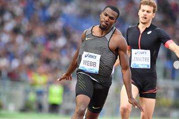 Ameer Webb winning the 200m at the 2016 IAAF Diamond League meeting in Rome  (Gladys Chai)