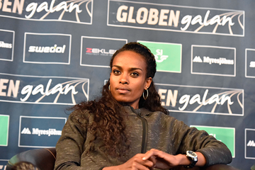Genzebe Dibaba at the press conference ahead of the Globen Galan in Stockholm (Hasse Sjogren)