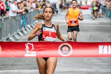 Matea Parlov Kostro winning the Karlovac 10km (Organisers)