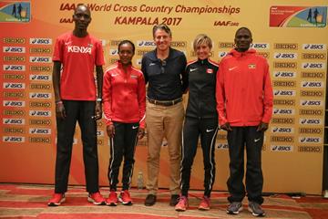 IAAF President Seb Coe with Asbel Kiprop, Faith Kipyegon, Sasha Gollish and Stephen Kiprotich (Roger Sedres for IAAF)
