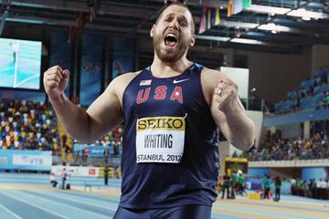 Ryan Whiting of the USA celebrates after winning gold in the men's Shot Put - WIC Istanbul (Getty Images)